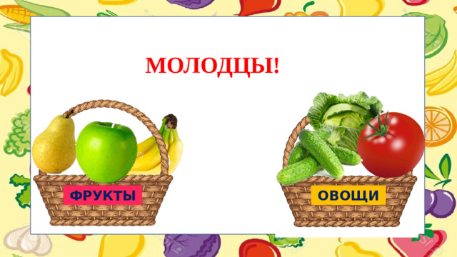МОЛОДЦЫ! ФРУКТЫ ОВОЩИ