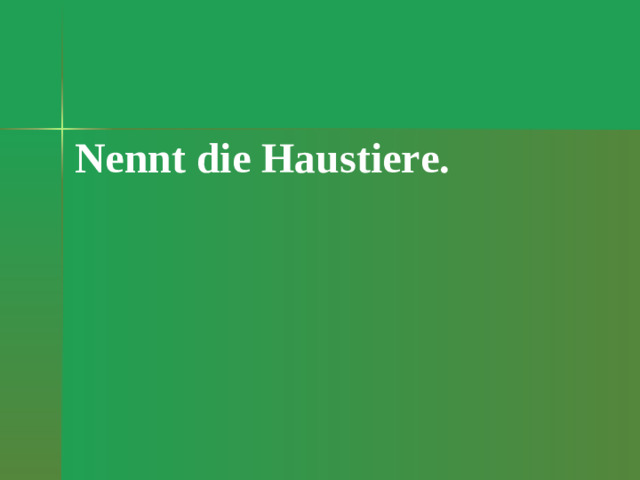 Nennt die Haustiere.