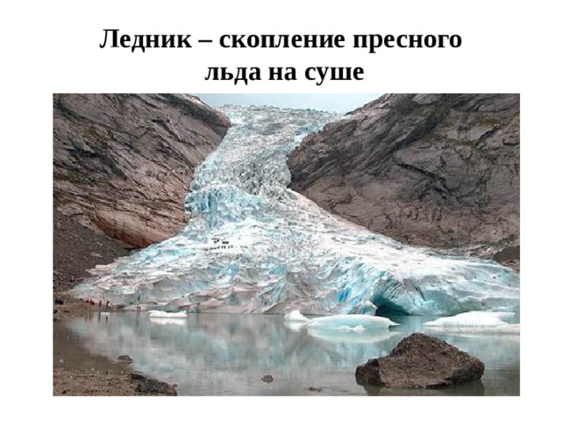 Ледник – скопление пресного  льда на суше