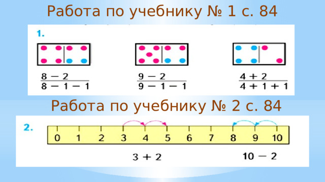 Работа по учебнику № 1 с. 84 Работа по учебнику № 2 с. 84