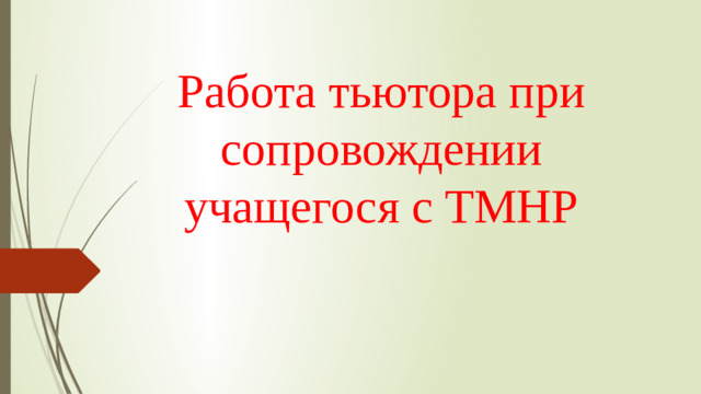 Работа тьютора при сопровождении учащегося с ТМНР
