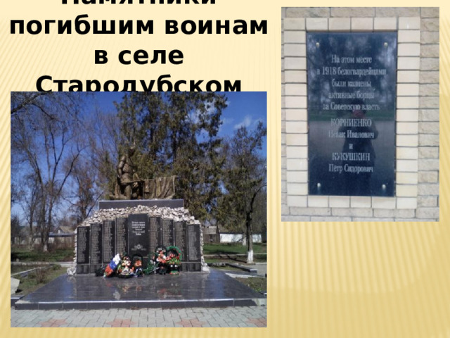Памятники погибшим воинам в селе Стародубском