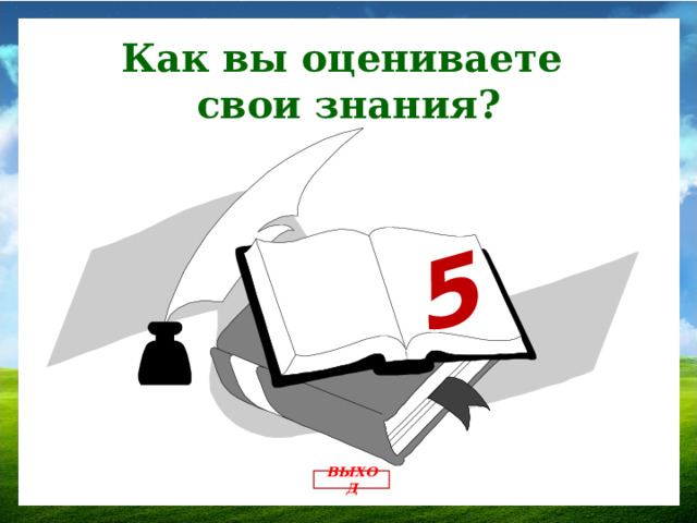 5 Как вы оцениваете свои знания? ВЫХОД