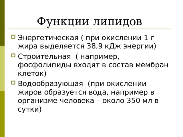 Функции липидов