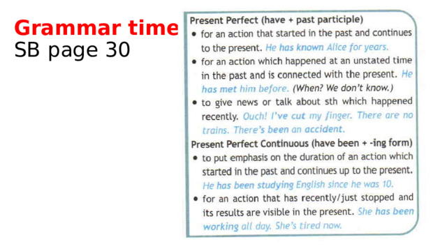 Grammar time!!!  SB page 30