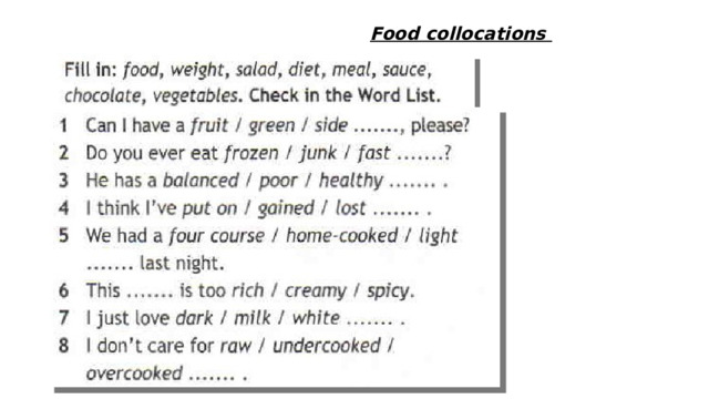 Food collocations