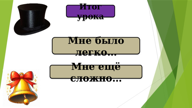 Итог урока Мне было легко… Мне ещё сложно…