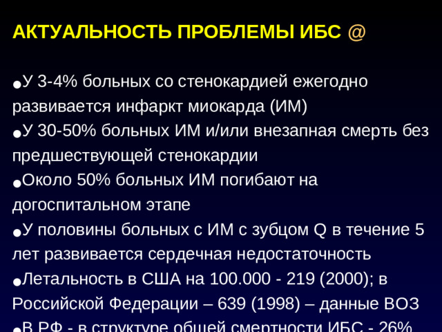 АКТУАЛЬНОСТЬ ПРОБЛЕМЫ ИБС @