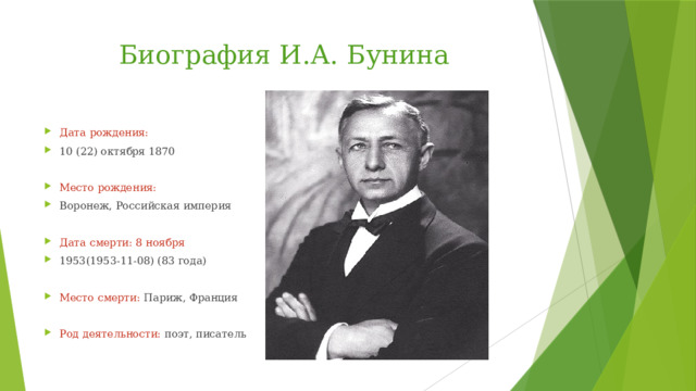 Биография И.А. Бунина