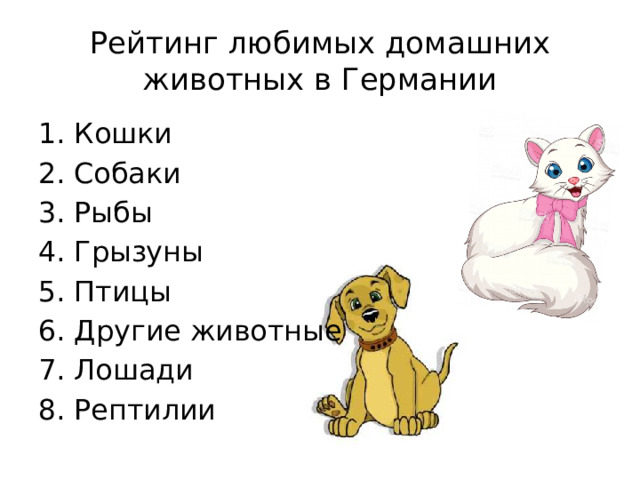 Рейтинг любимых домашних животных в Германии