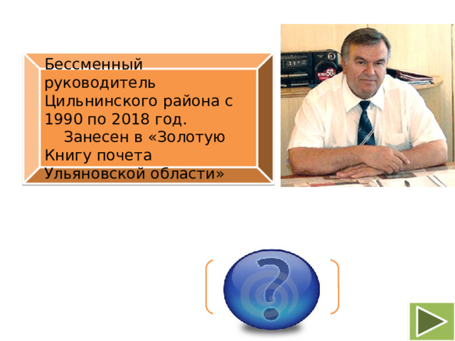 Бессменный руководитель Цильнинского района с 1990 по 2018 год.  Занесен в «Золотую Книгу почета Ульяновской области» Рамазанов Ханяфи Валиевич