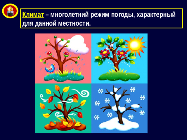 Климат – многолетний режим погоды, характерный для данной местности.