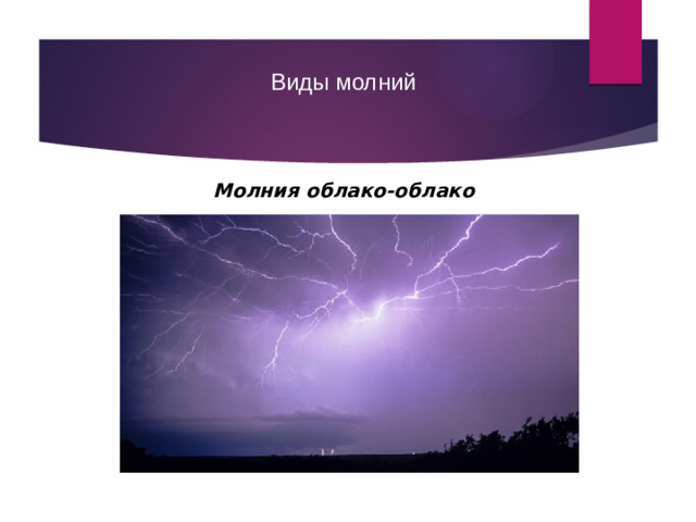 Виды молний Молния облако-облако