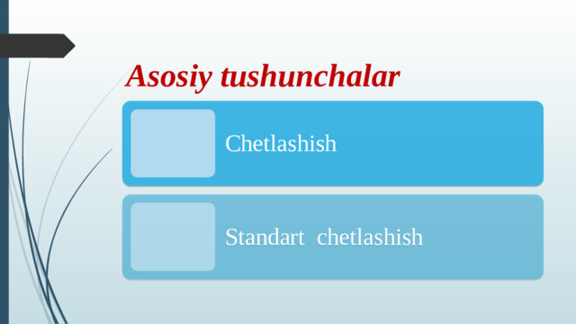 Asosiy tushunchalar Chetlashish Standart chetlashish