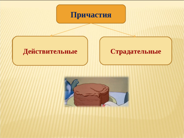 Причастия Действительные Действительные причастия обозначают признак, который возник в результате действия самого предмета. Страдательные причастия обозначают признак предмета, который испытывает на себе действие со стороны другого предмета Страдательные