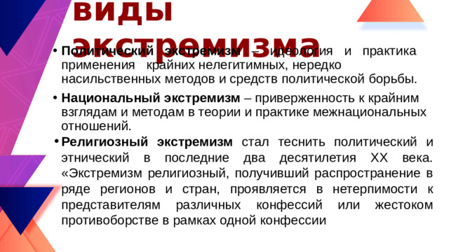 виды экстремизма