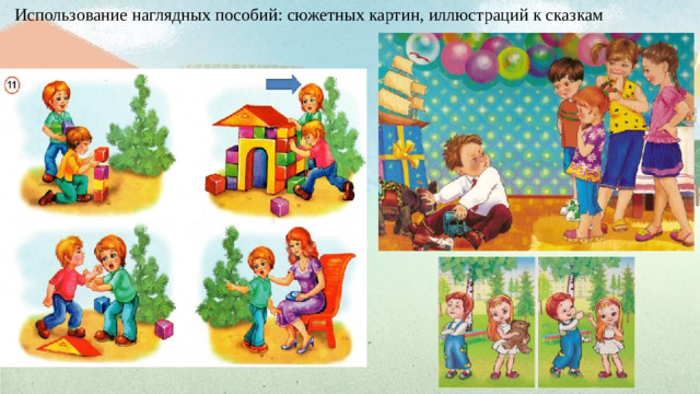 Использование наглядных пособий: сюжетных картин, иллюстраций к сказкам