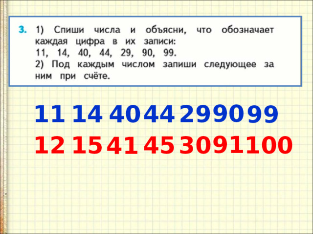 90 11 14 40 44 29 99 91 12 15 100 45 30 41