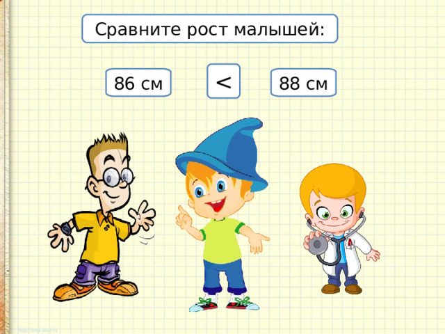 Сравните рост малышей: 86 см 88 см