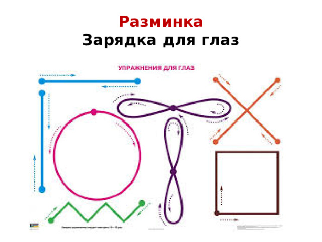 Разминка  Зарядка для глаз