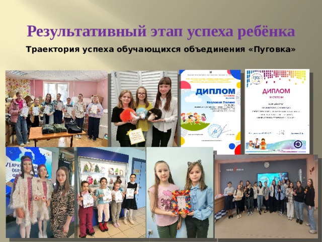Результативный этап успеха ребёнка Траектория успеха обучающихся объединения «Пуговка»