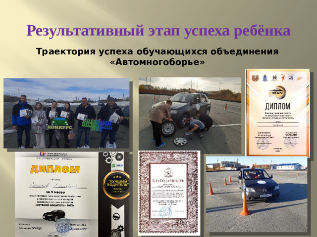 Результативный этап успеха ребёнка Траектория успеха обучающихся объединения «Автомногоборье»