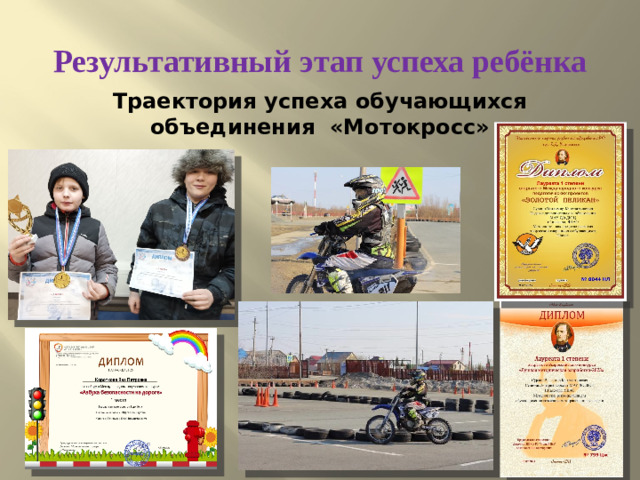 Результативный этап успеха ребёнка Траектория успеха обучающихся объединения «Мотокросс»
