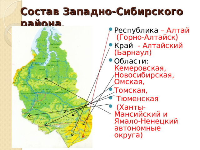 Состав Западно-Сибирского района .