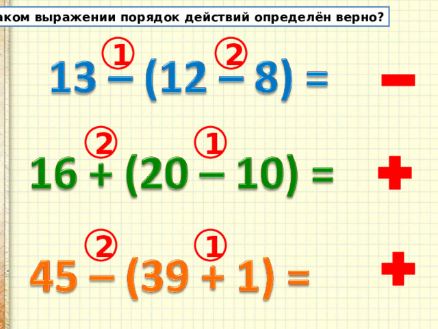 В каком выражении порядок действий определён верно? 2 1 2 1 1 2