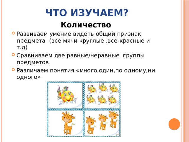 Что изучаем? Количество