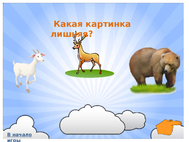 Какая картинка лишняя? В начало игры