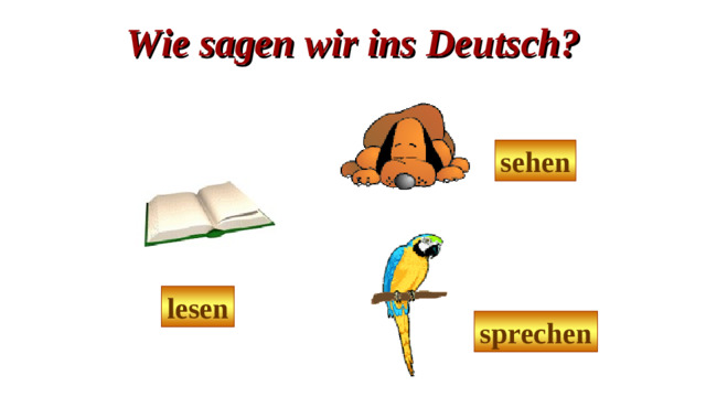Wie sagen wir ins Deutsch? sehen lesen sprechen