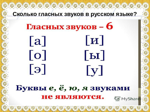 Сколько гласных звуков в русском языке?