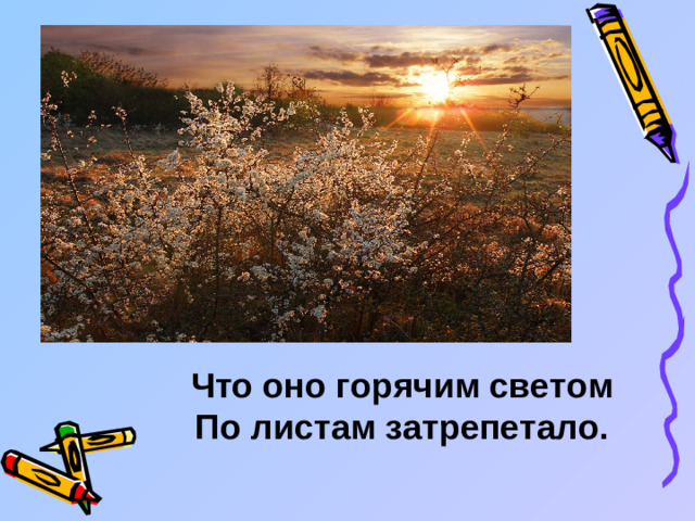 Что оно горячим светом По листам затрепетало.