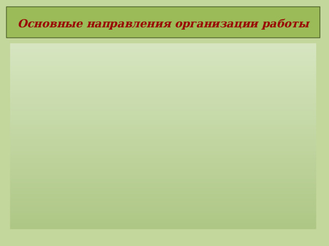 Основные направления организации работы
