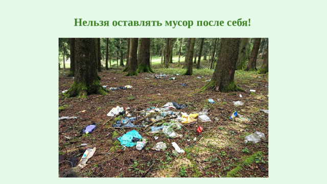 Нельзя оставлять мусор после себя!