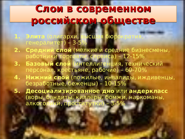 Слои в современном российском обществе