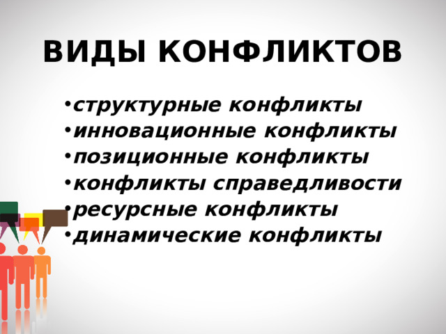 ВИДЫ КОНФЛИКТОВ