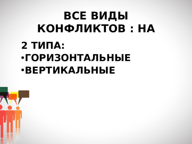 ВСЕ ВИДЫ КОНФЛИКТОВ : НА 2 ТИПА: