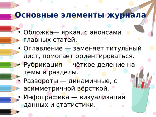 Основные элементы журнала