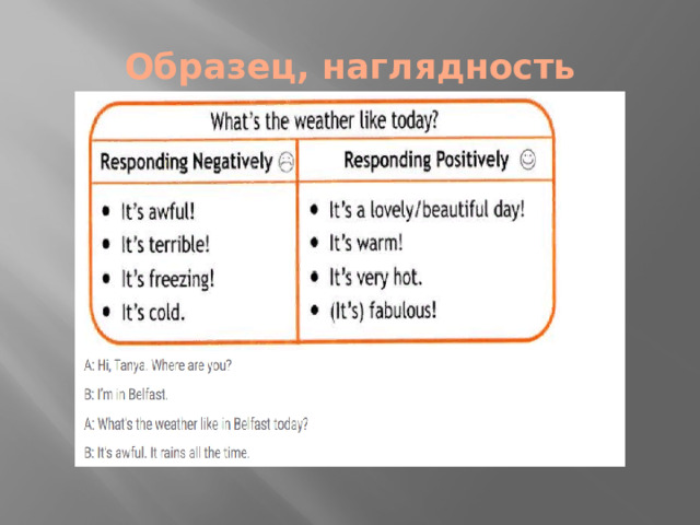 Образец, наглядность