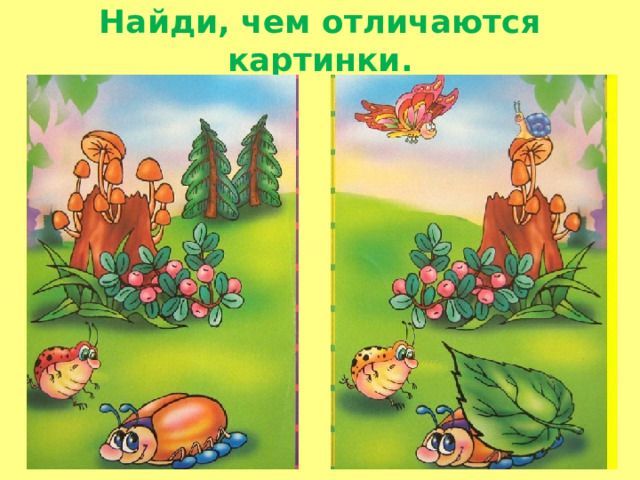 Найди, чем отличаются картинки.