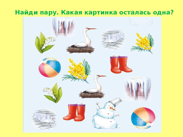 Найди пару. Какая картинка осталась одна?