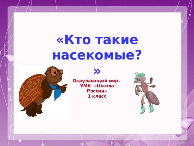 «Кто такие насекомые?» Окружающий мир. УМК «Школа России» 1 класс