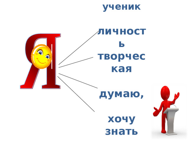 ученик  личность творческая  думаю,  хочу знать