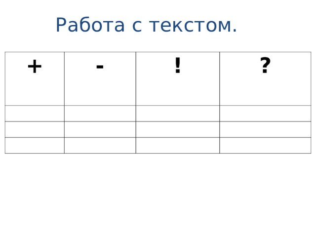 Работа с текстом. + - ! ?
