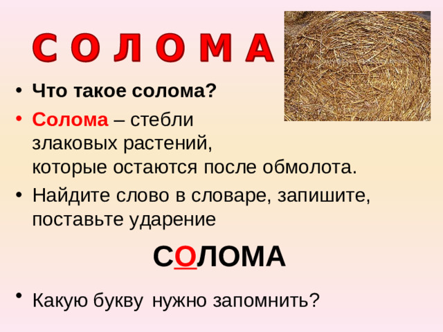 Что такое солома? Солома С О