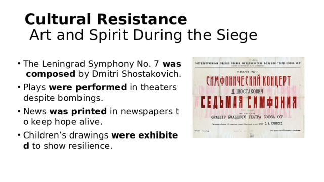 Cultural Resistance   Art and Spirit During the Siege