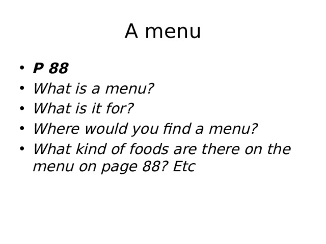 A menu