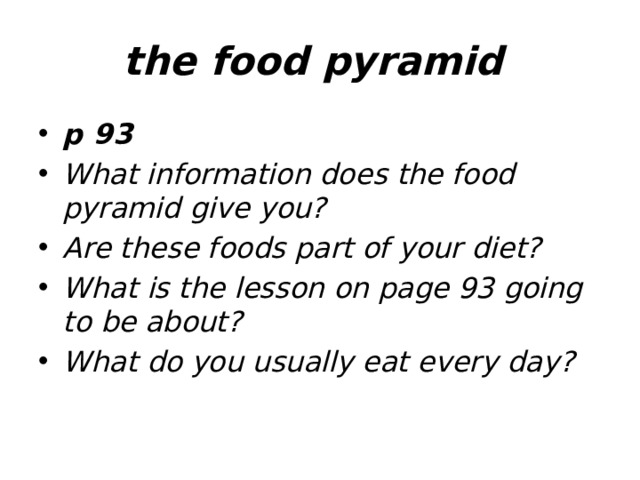 the food pyramid